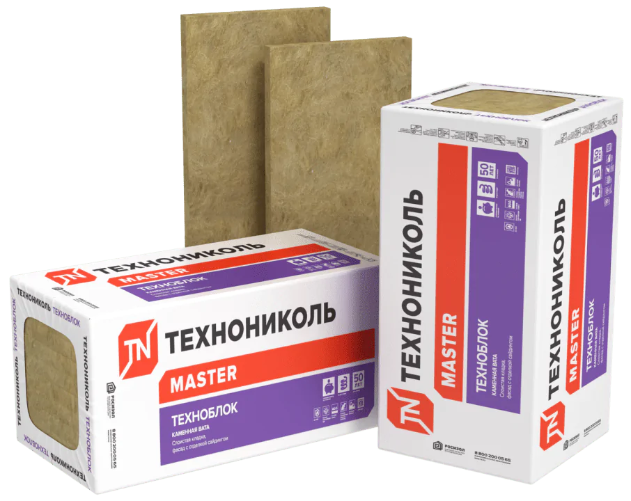821163687_w640_h640_ad219581a0c056__ef493c0ce2 Мінеральна вата Техноблок 100мм 45кг/м³ кількість 1м² Техноніколь - Зображення 1